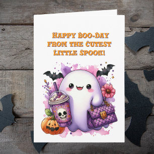 ハッピーブデイかわいい幽霊フォトハロウィンカード カード