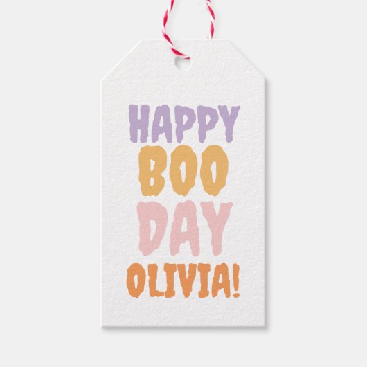 ハッピーブデイ市松模様にハロウィーン ギフトタグ (正面)