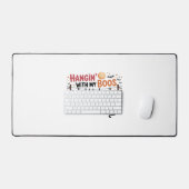 ハッピーブデイ幽霊猫PNG – 可愛不気味いオーバーサイズ デスクマット (キーボード&マウス)