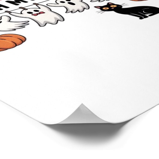 ハッピーブデイ幽霊猫PNG – 可愛不気味いオーバーサイズ ポスター (角)