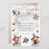 ハッピーブハロウィーンサンキューカード – かわいい幽霊 サンキューカード (正面/裏面)