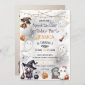 ハッピーブハロウィーン招待状 – かわいい幽霊 招待状 (正面/裏面)