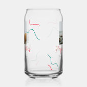 ハッピーブホリデーカップル名結婚の日付の赤 ガラス缶 (左)