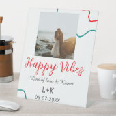 ハッピーブホリデーカップル名結婚の日付の赤 台座サイン (インサイチュ)