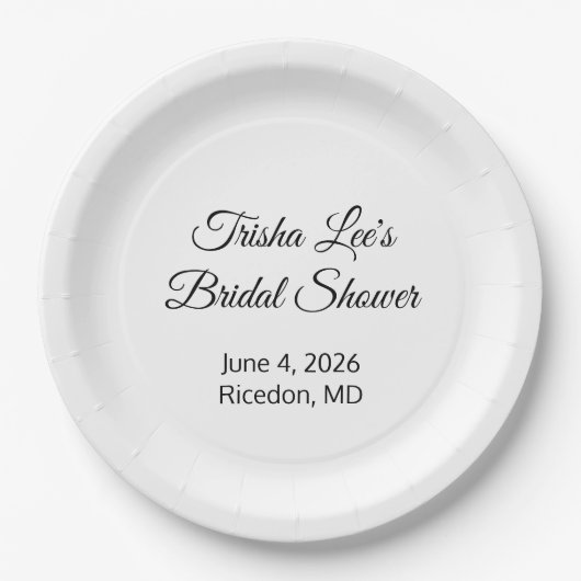ハッピーブライダルシャワーホワイト ペーパープレート (正面)