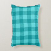 ハッピーブライトブルーパターンタータンチェック格子国 アクセントクッション (正面(垂直))