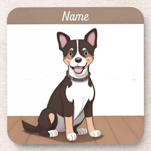 ハッピーブラウンの子犬 コースター (正面)