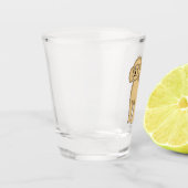 ハッピーブラウンプードル漫画イラストレーション ショットグラス (左)