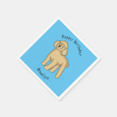 ハッピーブラウンプードル漫画イラストレーション スタンダードカクテルナプキン (角)