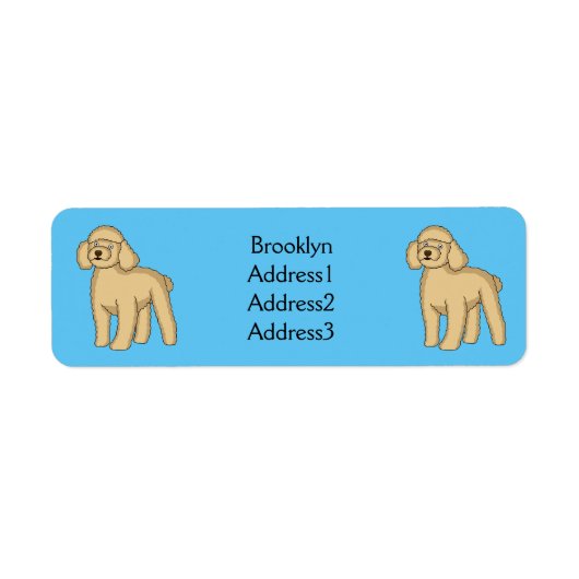 ハッピーブラウンプードル漫画イラストレーション ラベル (正面)