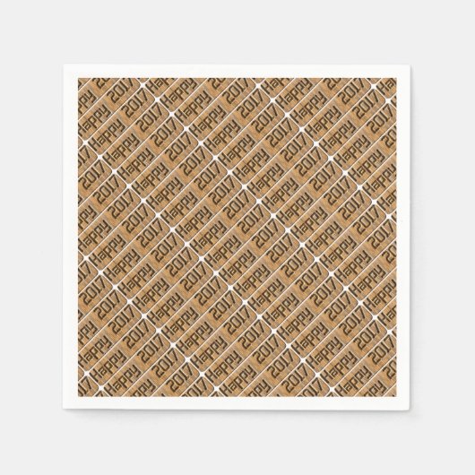 ハッピーブラウン素朴タイポグラフィ2017 スタンダードカクテルナプキン (正面)