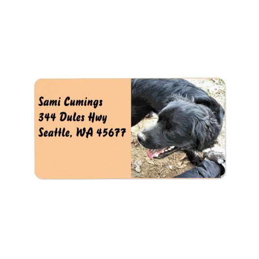 ハッピーブラックコッカースパニエル犬 ラベル (正面)