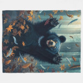 ハッピーブラックベアトス離れス フリースブランケット (正面(横))