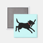 ハッピーブラックラブラドールリトリバー |ランニングのBlack Lab マグネット (正面/裏面)