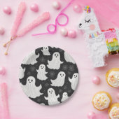 ハッピーブラック&ホワイトハロウィーン幽霊 ペーパープレート (パーティー)