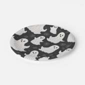 ハッピーブラック&ホワイトハロウィーン幽霊 ペーパープレート (アングル)