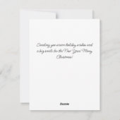 ハッピーブルドッグの水彩画サンタ帽のアート シーズンカード (裏面)