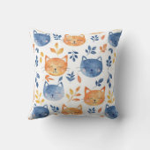 ハッピーブルーオレンジウォーターカラーキャット顔 クッション (裏面)