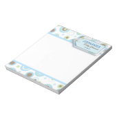 ハッピーブルードット男の赤ちゃんメモ帳シャワー優先 ノートパッド (回転)