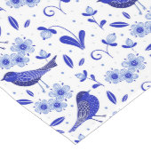 ハッピーブルーバードフォークアートパターン ミディアムテーブルランナー (コーナー)