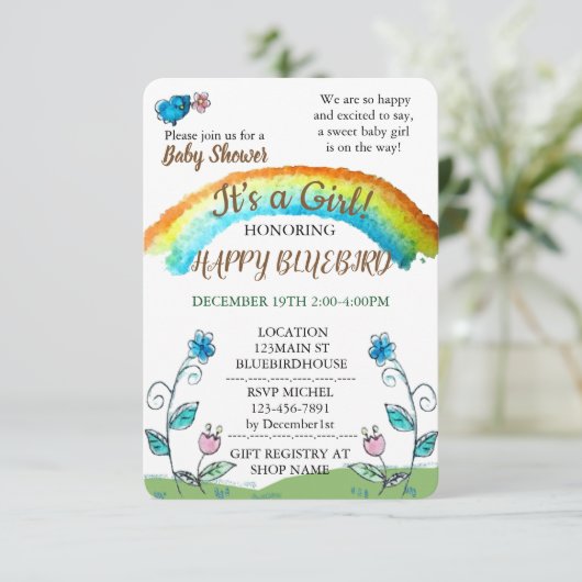 ハッピーブルーバードベビーシャワー 招待状 (スタンド正面)