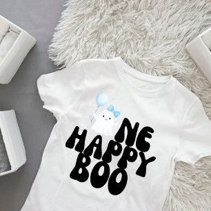 ハッピーブルーボーイ1歳の誕生日パーティー ベビーTシャツ
