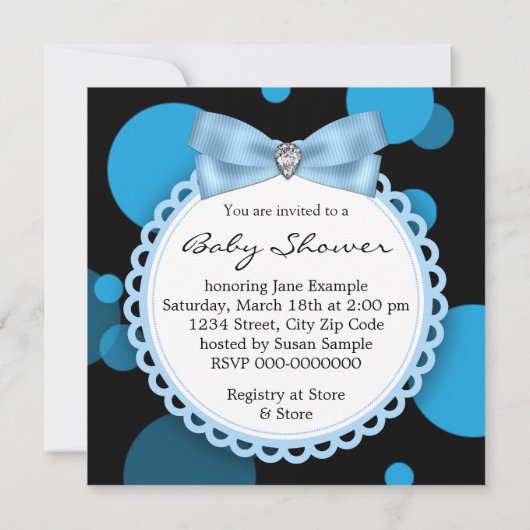 ハッピーブルーモンキーベビーシャワー 招待状 (裏面)