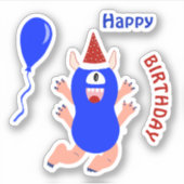 ハッピーブルーモンスター シール (正面)