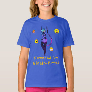 ハッピーブルーロボットギグルおもしろいTシャツ Tシャツ