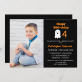 ハッピーブー – トゥデイハロウィーン誕生日 招待状 (正面/裏面)