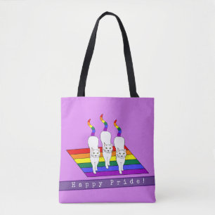 ハッピープライドのLGBT猫と虹の旗 トートバッグ