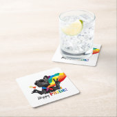 ハッピープライドパーティードッグインレインボーケープ スクエアペーパーコースター (インサイチュ)