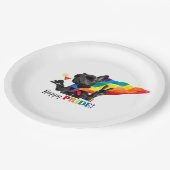 ハッピープライドパーティードッグインレインボーケープ ペーパープレート (アングル)