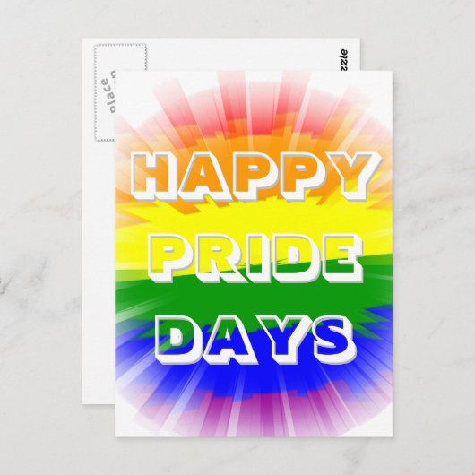 ハッピープライド日バースト虹フラグゲイプライド ポストカード (正面/裏面)