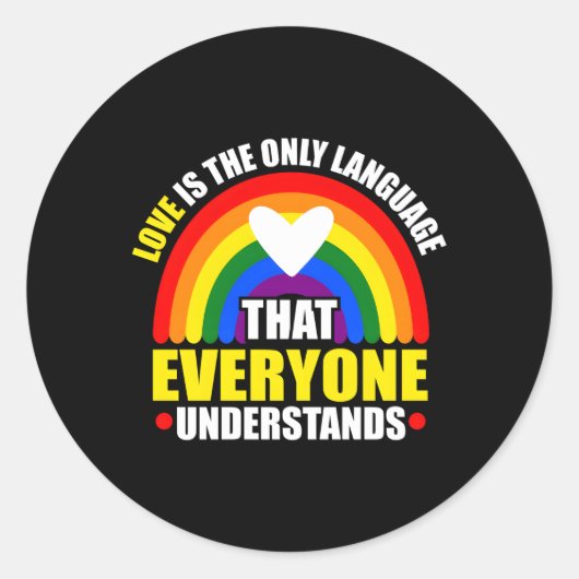 ハッピープライド月レインボー誇りを持ったフラグ ラウンドシール (正面)