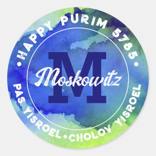 ハッピープリムウォーターカラーモノグラムコーザー情報クラス ラウンドシール (正面)