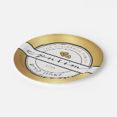 ハッピープリムスクリプトパーソナライズされたプレートと金ゴールド ペーパープレート (アングル)