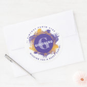 ハッピープリムパープルパーソナライズされたモノグラム大 ラウンドシール (封筒)