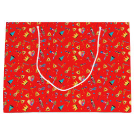 ハッピープリムフェスティバルキッズパーティーギフトレッドパターン ラージペーパーバッグ