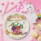 ハッピープリムフェスティバルギフトバスケットヴィンテージホリデー ペーパープレート (パーティー)