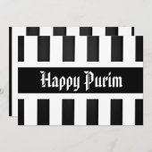 ハッピープリムフラットグリーティングカードストライプ白黒 シーズンカード (正面/裏面)