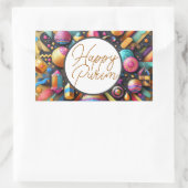 ハッピープリムユダヤの願い数々の色のパーティーデコール 長方形シール (バッグ)