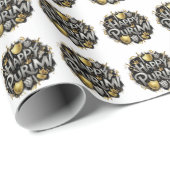 ハッピープリムラッピング紙（黒） ラッピングペーパー (ロールコーナー)