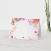 ハッピープリム折り畳みグリーティングカードピンクパステルパーティー カード (裏面)