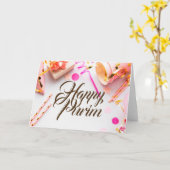 ハッピープリム折り畳みグリーティングカードピンクパステルパーティー カード (黄色い花)