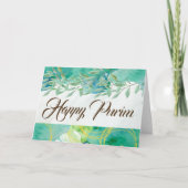 ハッピープリム折り畳みグリーティングカード水彩緑 カード (正面)
