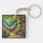 ハッピープレイスを作成Acrylic Keychain キーホルダー (裏面)