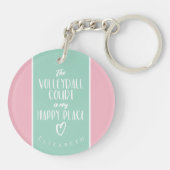 ハッピープレイスカスタムミントピンク女子バレーボール キーホルダー (裏面)