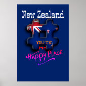 ハッピープレイスニュージーランド3Dハッシュタグフラグカラー ポスター (正面)