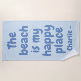 ハッピープレイス名前をカスタムするビーチタオル ビーチタオル